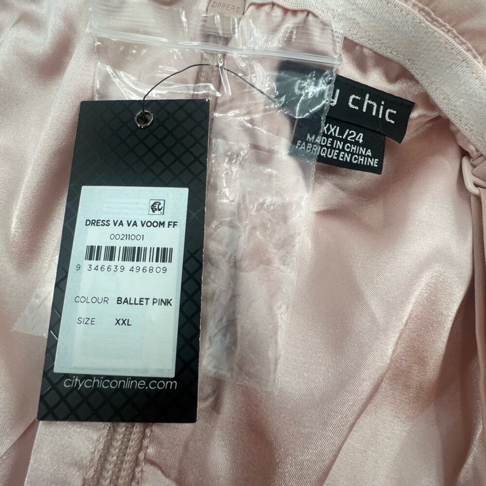 NWT CITY CHIC Va Va Voom Dress Ballet Pink Ruffle dress Sz 24 - Picture 5 of 7